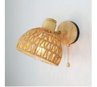TOKIUS Applique Murale en Rotin avec Interrupteur, Lampe Murale Intérieure Réglable en Corde de Papier Applique de chevet Bohème