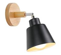 TOKIUS Applique Murale Interieur E27 Lampe Murale Vintage Industrielle Plafonnier Luminaire Rétro Métal et Bois Réglable pour Chambre Cuisine Restaurant (Noir, 1pcs)