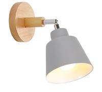 TOKIUS Applique Murale Interieur E27 Lampe Murale Vintage Industrielle Plafonnier Luminaire Rétro Métal et Bois Réglable pour Chambre Cuisine Restaurant (Gris, 1pcs)