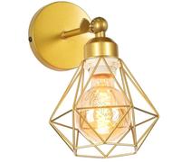 TOKIUS Applique Murale Interieur Vintage Industrielle Plafonnier Luminaire E27 en Métal Lampe Murale Industrielles Rétro Réglable 180° éclairage Mural Cuisine Salon (Doré-1pcs)