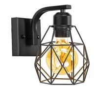 TOKIUS Applique Murale Vintage, Lampe Murale Interieur Industrielles Plafonniers Luminaires E27 Abat-jour en Métal Ø160mm éclairage plafond pour Chambre Cuisine Restaurant (Noir - 1pcs)