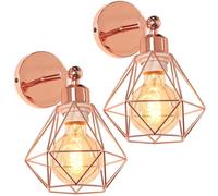 TOKIUS Lot de 2 Appliques Murales Interieur Vintages Industrielles Plafonniers Luminaires E27 en Métal Lampe Murale Industrielles Rétro Réglable 180° éclairage Mural Cuisine Salon (Or rose-2pcs)