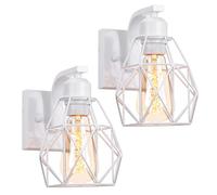TOKIUS Lot de 2 Appliques Murales Vintages, Lampe Murale Interieur Industrielles Plafonniers Luminaires E27 Abat-jour en Métal Ø160mm éclairage plafond pour Chambre Cuisine Restaurant (Blanc - 2pcs)