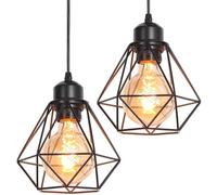 TOKIUS Lot de 2 Lustres Suspensions Industrielles Vintages E27 Plafonniers Luminaires Design Métal Cage Ø160mm éclairage Plafond Pour Salon Cuisine Chambre
