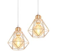 TOKIUS Lot de 2 Lustres Suspensions Industrielles Vintages E27 Plafonniers Luminaires Design Métal Cage Ø160mm éclairage Plafond Pour Salon Cuisine Chambre