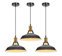 TOKIUS Lot de 3 Suspension Luminaire Vintage en Métal Lustre Industriel Lampe E27 Fil Réglable pour Salon Chambre Bar (Noir Blanc)