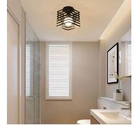 TOKIUS Luminaire Plafonnier Industrielle Lustre Suspension Métal en Forme de Cage E27 pour Salle de bain Chambre Salon - Noir
