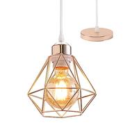 TOKIUS Lustre Suspension Industrielle Luminaire Plafonnier E27 Vintage Plafond Abat-jour Rétro Design Métal Cage Ø160mm éclairage de plafond Cuisine Salon,Cuivré (L-1pcs)