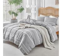 Tokokimo Housse de Couette 220x240 avec 2 Taies d'oreiller 65x65 cm - Design Bohémien - Parure de lit 220x240 Adulte - 100% Microfibre Housse Couette avec Fermetures éclair, Gris