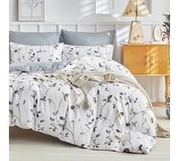 Tokokimo Parure de lit 2 pièces en microfibre pour lit de 80/90 cm avec housse de couette de 150 x 220 cm et 1 taies d'oreiller de 50 x 75 cm, blanche/grise