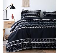 Tokokimo Parure de lit 3 pièces en microfibre pour lit de 135/150 cm avec 1 housse de couette de 240 x 220 cm et 2 taies d'oreiller de 50 x 75 cm, motif bohème, noir