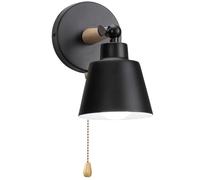 TOKTOP Applique Murale Intérieur avec Interrupteur, Vintage Lampe Murale E27 Bois Industrielle Luminaires Appliques pour Chambre Salon Couloir Noir