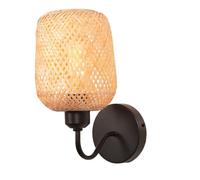 TOKTOP Appliques Murales en Bambou Lampe Murale Tressée à la Main Abat-jour E27 Éclairage Luminaire en Rotin Vintage Lampe de Mur Intérieur pour Salon, Chambre, Couloir