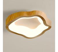 TOKTOP Lampe de Plafond LED en Imitation Bois Nuages Plafonnier Modernes Creative 12W Éclairage Luminaire Intérieur Lustre pour Chambre d'Enfants Salon Cuisine, 20CM, Lumière Chaude