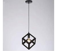 TOKTOP Suspension Luminaire Moderne Lustre Forme Cube Métal E27 Plafonnier Géométrique Style Suspendu pour Enfant Chambre Ado Salon Restaurant, Noir