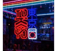Tokyo Japon Panneau néon LED alimenté par USB à intensité variable Lampe décorative Kanji japonaise style rue rétro pour décoration murale sur le thème du Japon 41 x 30 cm
