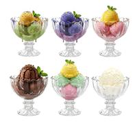 TOLASTO Lot de 6 Coupes à Dessert en Verre 210 ml - Coupelles à Glace Transparentes, Verres Sundae & Cocktail Crevettes, Bols à Dessert pour Trifle, Pudding, Salade de Fruits