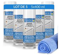 Toldoro® 5x Nettoyant inox professionnel 400ml + 1x Chiffon en microfibres 40x40cm / Vaporisateur comme degraissant barbecue ou nettoyant inox Cuisine/Produit inox nettoyage