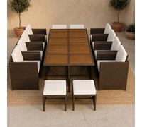 Concept Usine – Salon de jardin Toledo 12 places résine marron, coussins beige, housse incluse