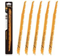 TOLESA Lot de 5 lames de scie sabre pour élagage du bois 300 mm 5TPI Construction en bois vert et coupe de tuyaux en PVC avec dents tranchantes CRV pour coupe rapide