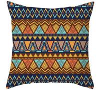 Tolldek Housse de coussin décorative triangulaire abstraite au design élégant et douce pour canapé, fauteuil, maison, chambre à coucher, bleu foncé, jaune, 40 x 40 cm, 1 pièce