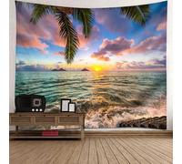 Tolldek Tapisserie murale colorée - Coucher de soleil - Motif paysage naturel - En polyester - Décoration murale pour nappe, salon, chambre à coucher, 200 x 200 cm