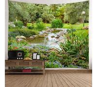 Tolldek Tapisserie murale verte, jardin, fleurs, forêt, nature, paysage, tapisserie murale en polyester, décoration d'intérieur pour nappe, salon, chambre à coucher, 200 x 200 cm