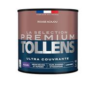 Tollens - Peinture Couleur - Murs, Boiseries & Radiateurs - La Sélection Premium - Pièces sèches et humides - Ultra couvrante - Ultra résistante - Ecolabel - Velours - ROUGE ACAJOU - 0L5 = 6m²