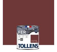 Tollens - Peinture extérieure fer 2 en 1 - Ultra Résistante - Protection antirouille - Laque Riche en Résine - Sans Sous-Couche - Entretien Facile - Satin - Rouge Basque - 0,5L = 8m2