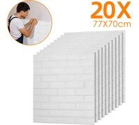 TolleTour 1 set (20 pcs)grande 3D étanche tuile mur autocollant mousse panneau 70x77cm blanc