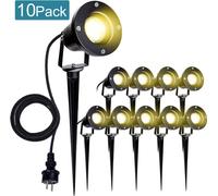 TolleTour 10X LED Projecteur de jardin Lampe de jardin blanc chaud LED Eclairage de jardin IP65 4W GU10 Avec piquet de terre Prise extérieure Prairie Pour extérieur,jardin,prairie