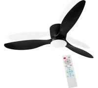 TolleTour 132CM Ventilateur de plafond avec éclairage LED et télécommande Ventilateur ventilateur plafonnier noir