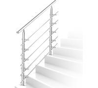TolleTour 180cm rampe d'escalier acier inoxydable main courante garde-corps pour escalier parapet balcon 5 entretoises, intérieur et extérieur