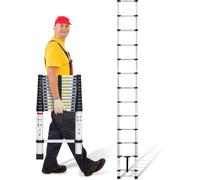 TolleTour 3,8m Silber Echelle télescopique en aluminium Echelle double Echelle d'appui Echelle polyvalente Echelle pliante