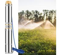 TolleTour 4.5 pouces 370W Pompe de puits profond Pompe de puits 4000L/h Pompe à eau en acier inoxydable Pompe de jardin Pompe immergée jusqu'à 34 m de hauteur de refoulement 20m de câble