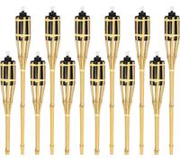 TolleTour 48x Set de torches de jardin en bambou lampes flambeau mèche 90cm torches à huile pour flambeau flammes fête déco