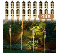 TolleTour 48x Set de torches de jardin Lampes Flambeau Mèche 90cm Bambou Torches à huile pour l'extérieur Huile de lampe pour torche Flammes Feu Party Deko