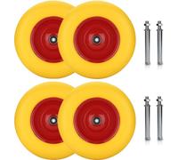 TolleTour 4x roue de brouette en caoutchouc plein jaune 4.80/4.00-8 - Ø390 x 95mm Roue de rechange pour brouette
