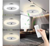 TolleTour 80W Ventilateur de plafond Timer Refroidisseur Eclairage Ventilateur LED Blanc Fan Lumière Chambre