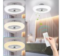 TolleTour 80W Ventilateurs de plafond Dimmable Ventilateur Lampe LED Moderne Blanc Fan Télécommande