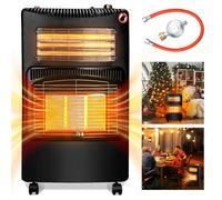 TolleTour Chauffage à gaz céramique 4200 Watt avec 3 niveaux de chauffage, régulateur de pression & tuyau - Mobile, efficace & économe en énergie - Chauffe-gaz Poêle à gaz Chauffage radiant, gaz+élect