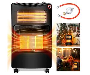 TolleTour Chauffage à gaz céramique 4200 Watt avec 3 niveaux de chauffage, régulateur de pression & tuyau - Mobile, efficace & économe en énergie - Chauffe-gaz Poêle à gaz Chauffage radiant, gaz+élect