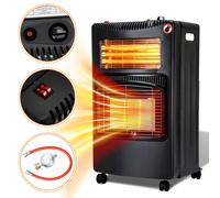 TolleTour Chauffage au gaz Chauffe-gaz Poêle à gaz Chauffage radiant 4.2 KW Cheminée à gaz avec régulateur + tuyau + adaptateur DE vers EU 3 et 4 Chauffage radiant au gaz Bouteilles de butane ou de pr