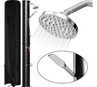 TolleTour Douche solaire ronde Raccord de tuyau d'arrosage Douche solaire max. 63°C Douche extérieure 40L Avec douchette Avec housse de protection noir