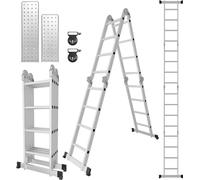 TolleTour échelle multi-usages 7in1 échelle - échelle articulée en aluminium - échelle pliante & escabeau - antidérapant (4x4 barreaux)
