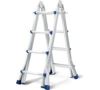 TolleTour Echelle polyvalente 4x4 Alu Echelle multifonctionnelle Echelle télescopique 402cm Argent jusqu'à 150kg