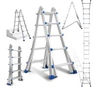 TolleTour Echelle polyvalente 4x5 Alu Echelle multifonctionnelle Echelle télescopique 513cm Argent jusqu'à 150kg