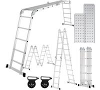 TolleTour Échelle polyvalente 7en1 Échelle - Échelle articulée en aluminium - Escabeau pliant & escabeau - Antidérapant (4x5 barreaux)