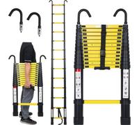 TolleTour Echelle télescopique Echelle pliante Stabil Aluminium Escabeau jusqu'à 150kg 3,8m noir+jaune avec crochet