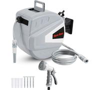 TolleTour Enrouleur de tuyau 20M pivotant à 180° Premium automatique Boîte à tuyau murale avec pistolet à eau, support mural inclus, gris
